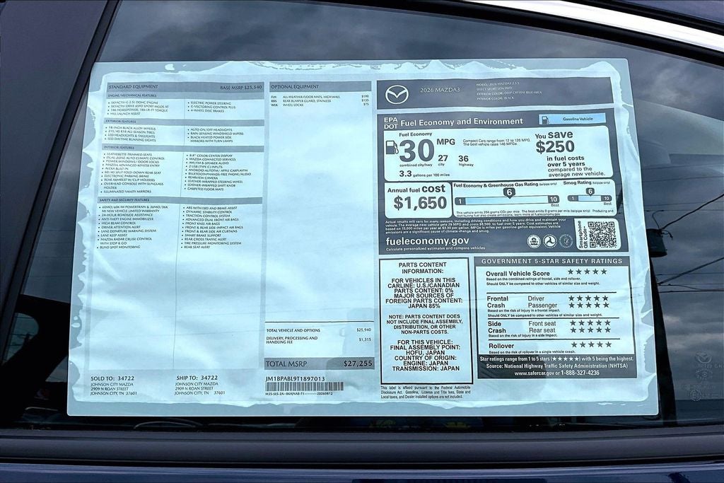 2026 Mazda Mazda3 Sedan 2.5 S Select Sport