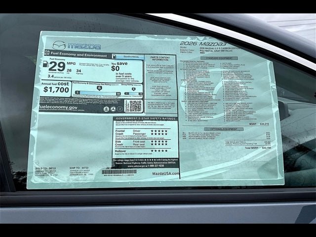 2026 Mazda Mazda3 Sedan 2.5 S Carbon Edition AWD