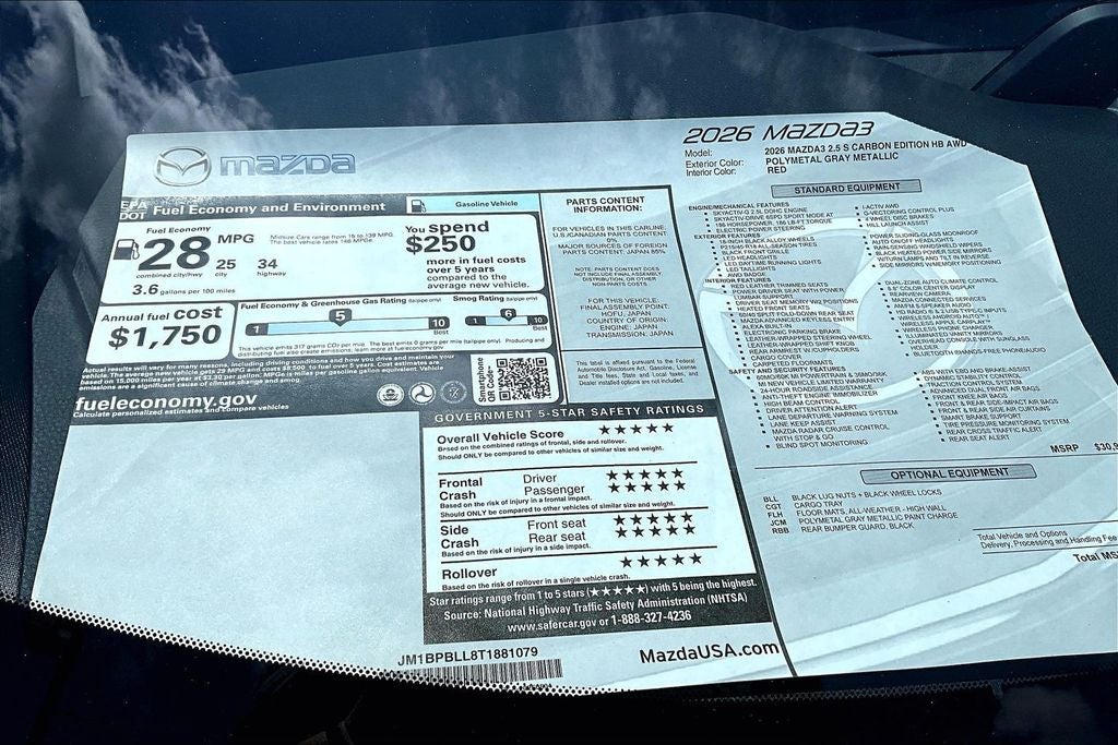 2026 Mazda Mazda3 Hatchback 2.5 S Carbon Edition AWD